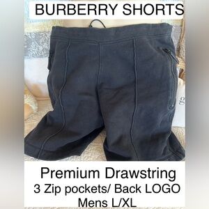 Burberry Logo Men's Black Athletic Shorts with Drawstring waist L/XL